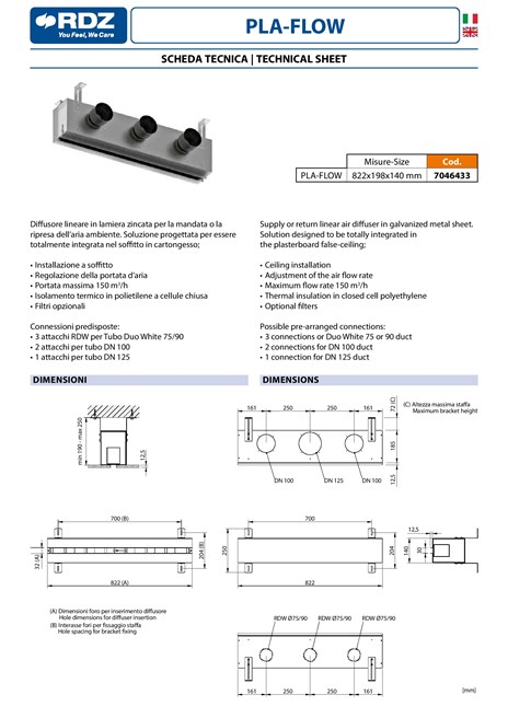 PLA-FLOW Bocchetta e diffusore per impianto canalizzato By RDZ