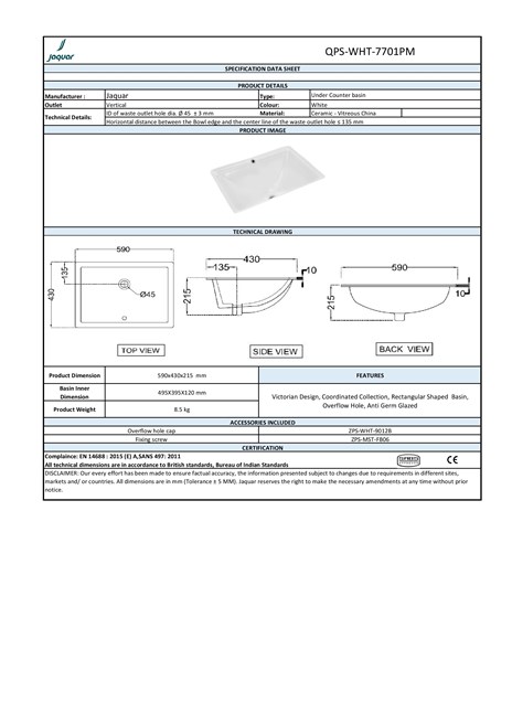 QUEEN'S PRIME Undermount ceramic washbasin By Jaquar