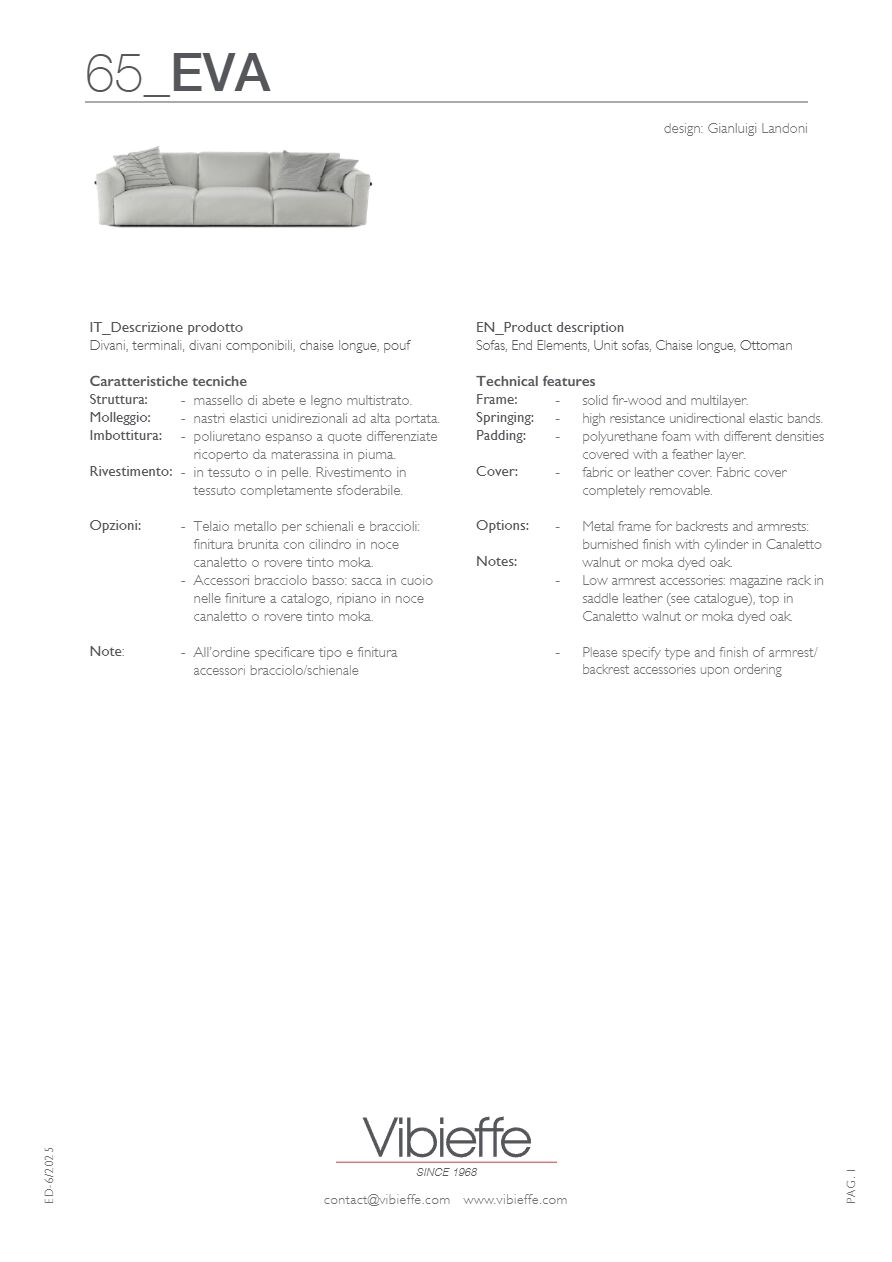 Catalogo Scheda tecnica - 65 EVA (en, it)