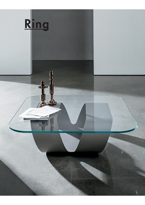 Glass coffee table RING By Sovet italia design Gianluigi Landoni