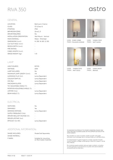 fabric lampshade RIVA By Astro Lighting