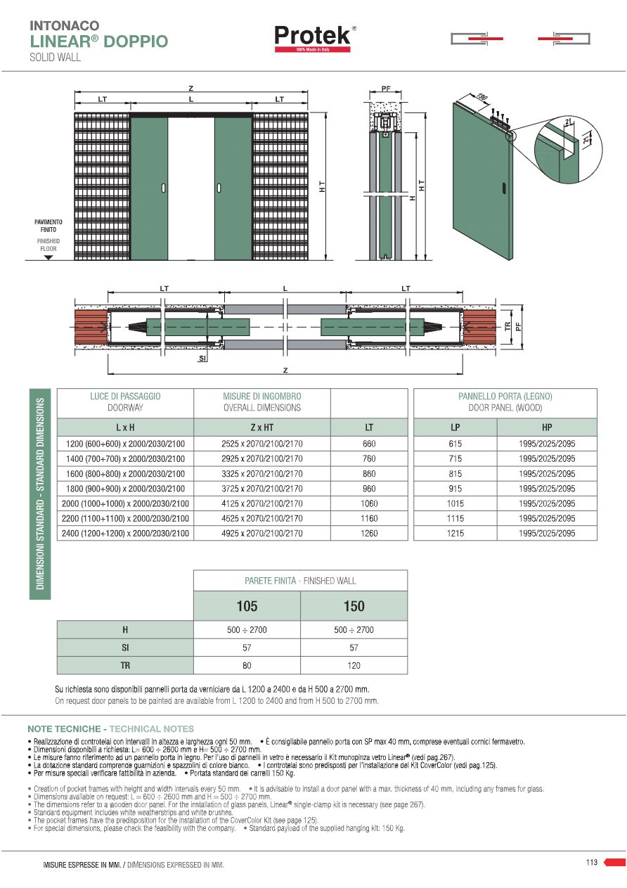 Sub Counter Frame LINEAR® DOUBLE Counter frame for double sliding doors for flush-fitting ...