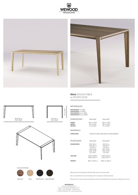 RAIA Rectangular solid wood table By Wewood