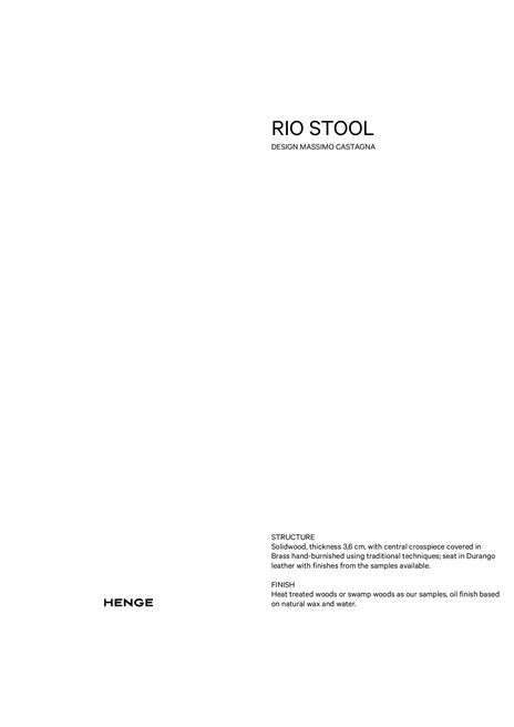RIO Wooden stool with leather seat and brass details By Henge | design ...