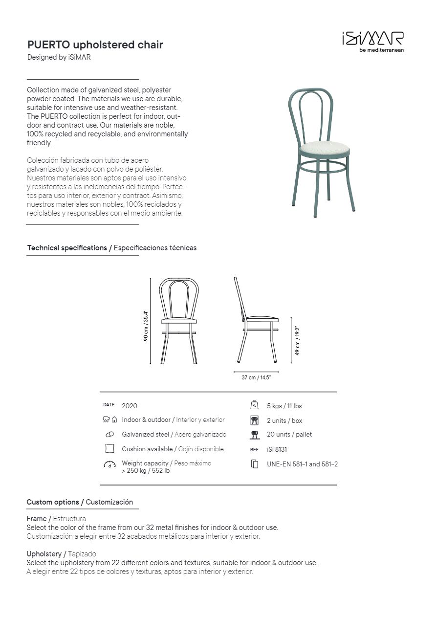Chair Profile.pdf PUERTO Steel chair with integrated cushion By iSimar