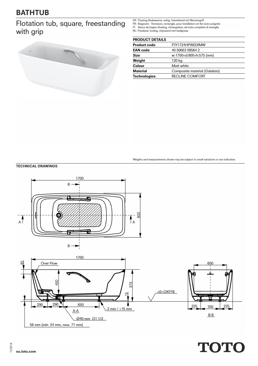 Catalogo PJY1724HPWEE - Scheda tecnica (en)