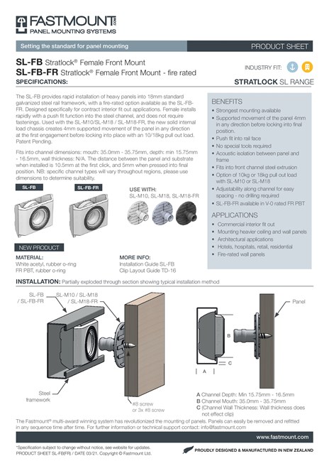 Female Side Mount Clip SL FA Stratlock SL Collection By Fastmount