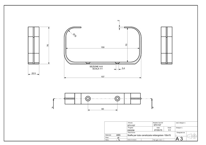 STAFFA FERMATUBO PER TUBO AERAZIONE CANALIZZATA - mod. STV2157B