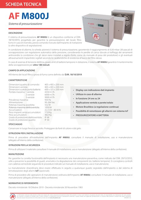 Catalogo Scheda Tecnica AF M800J