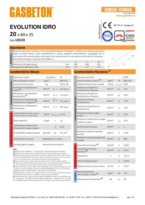 Scheda tecnica EVOLUTION IDRO sp. 20 cm