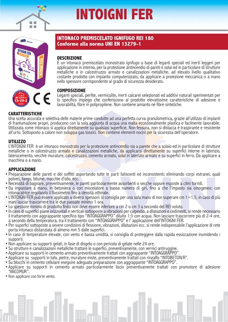 Catalogo Scheda tecnica INTOIGNI FER