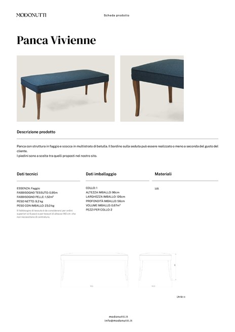 Panca imbottita con struttura in legno | Marion