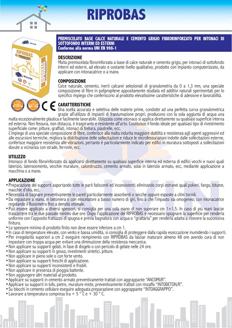 Catalogo Scheda tecnica RIPROBAS