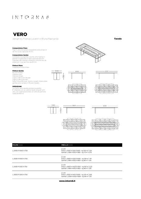 Catalogo Scheda tecnica tavolo VERO (it)