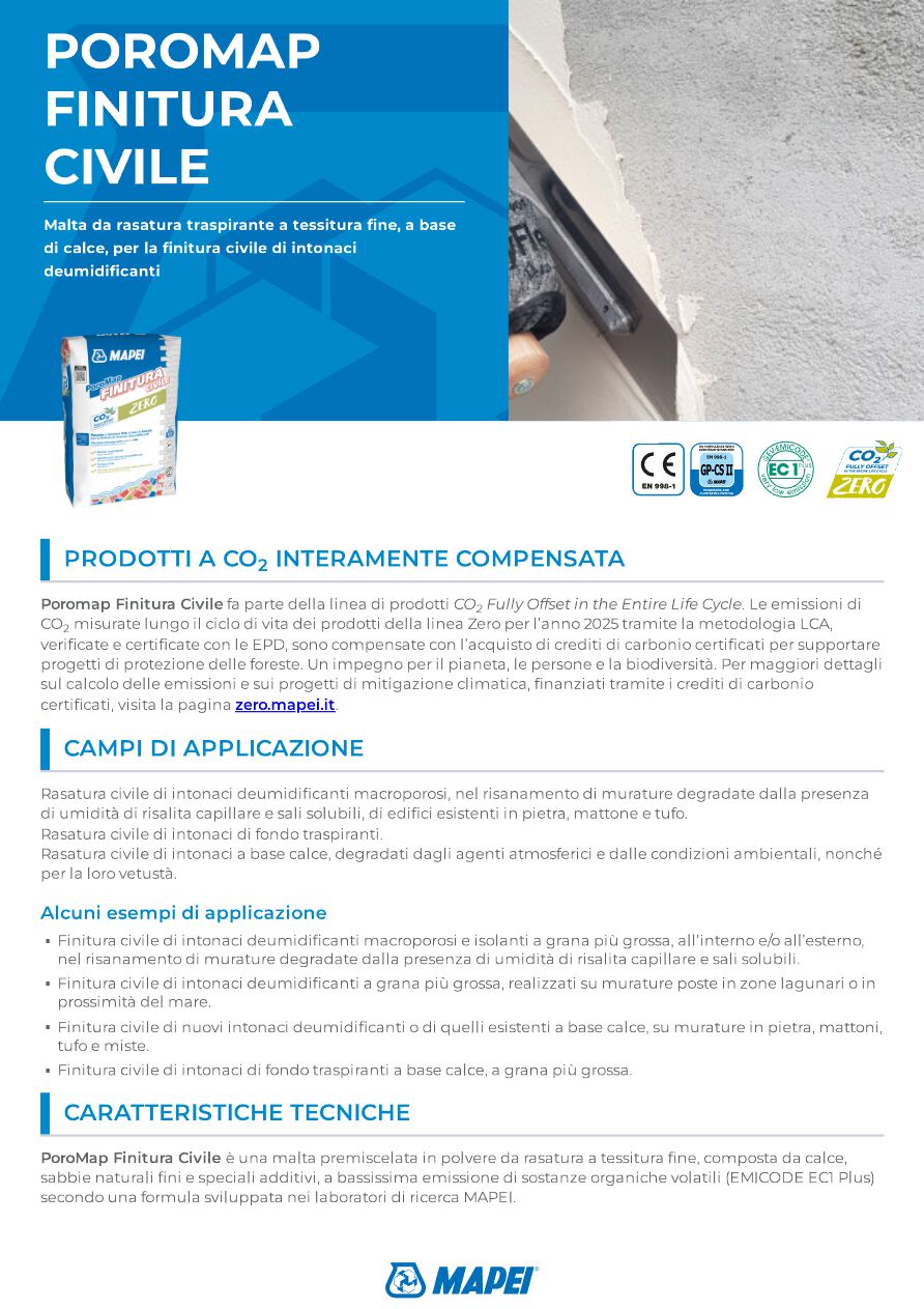 Catalogo POROMAP FINITURA CIVILE - Scheda tecnica (it)