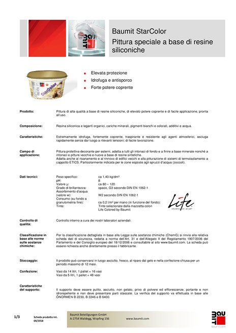 Catalogo StarColor - Scheda tecnica (it)