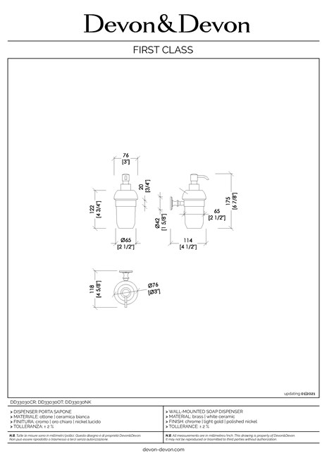 Catalogo Scheda Tecnica FIRST CLASS (it, en)