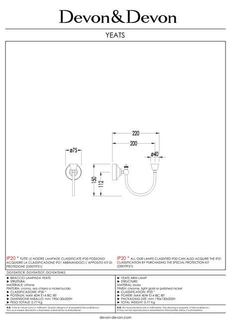 Catalogo Scheda Tecnica YEATS ARM (it, en)
