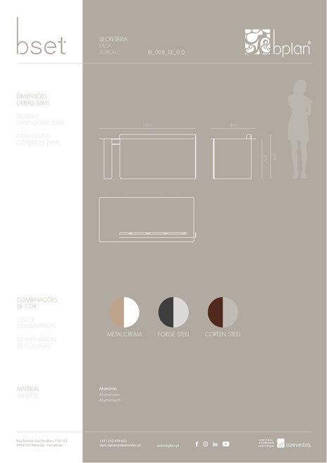 BSET Rectangular aluminium office desk with shelves By Bplan