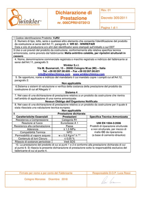 WR 02 WINREPAIR - Dichiarazione di prestazione (it)