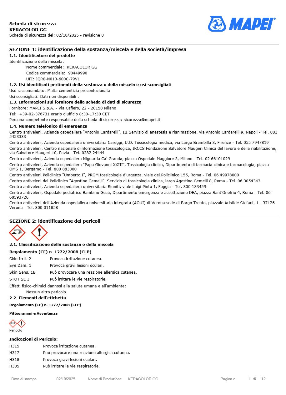 Catalogo Keracolor GG - Scheda di sicurezza (it)