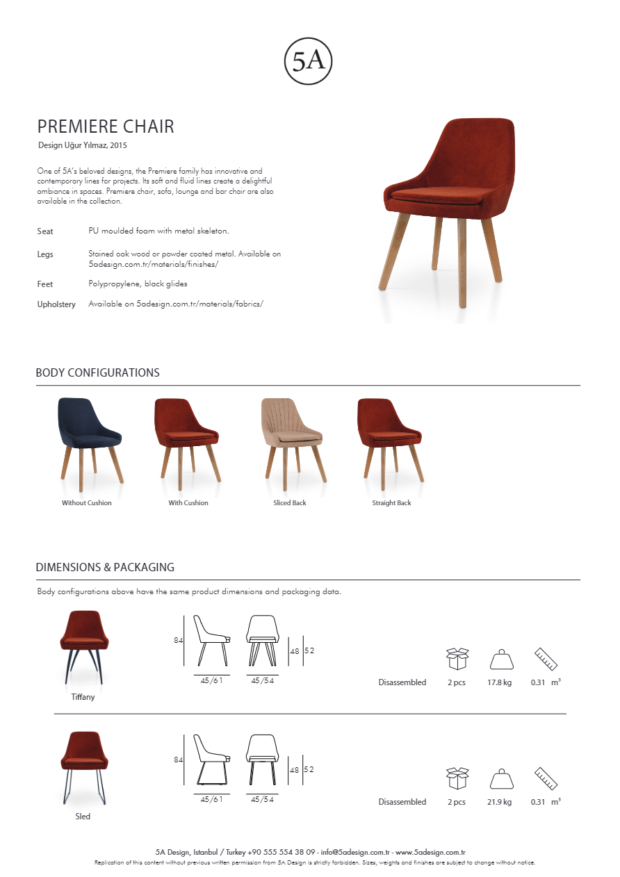 Catalogo Premiere Chair - Scheda tecnica (en)