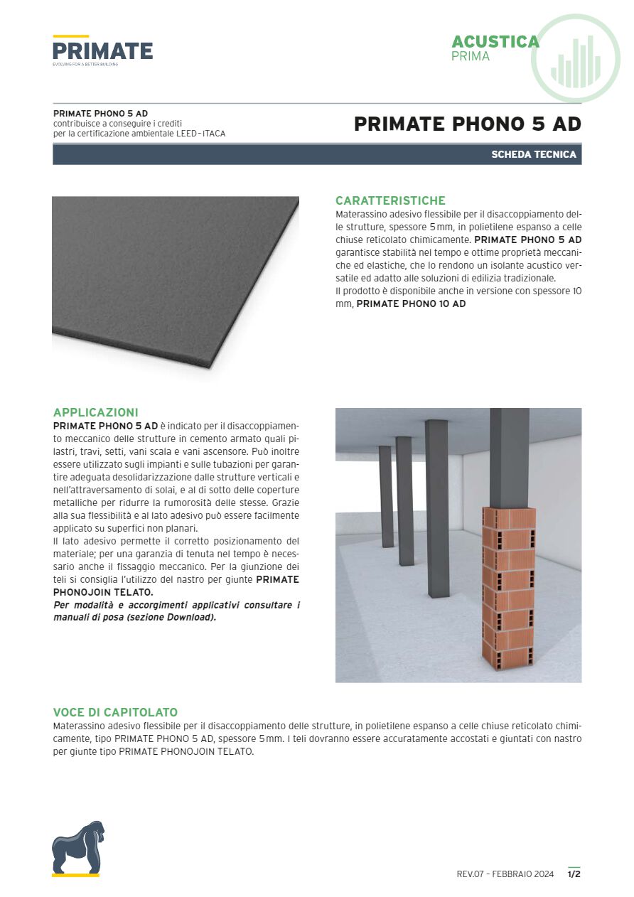 Catalogo Primate Phono 5 AD - Scheda tecnica (it)