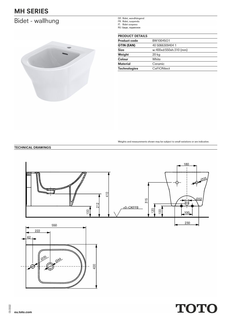 Catalogo BW10045G1 - Scheda tecnica (en)