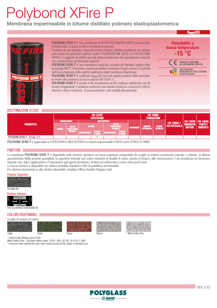 POLYBOND XFIRE® P 4,5Kg G F Membrana prefabbricata bituminosa By POLYGLASS