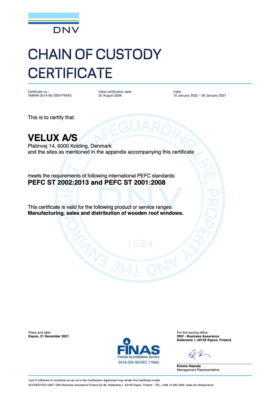 VELUX_certificato_PEFC