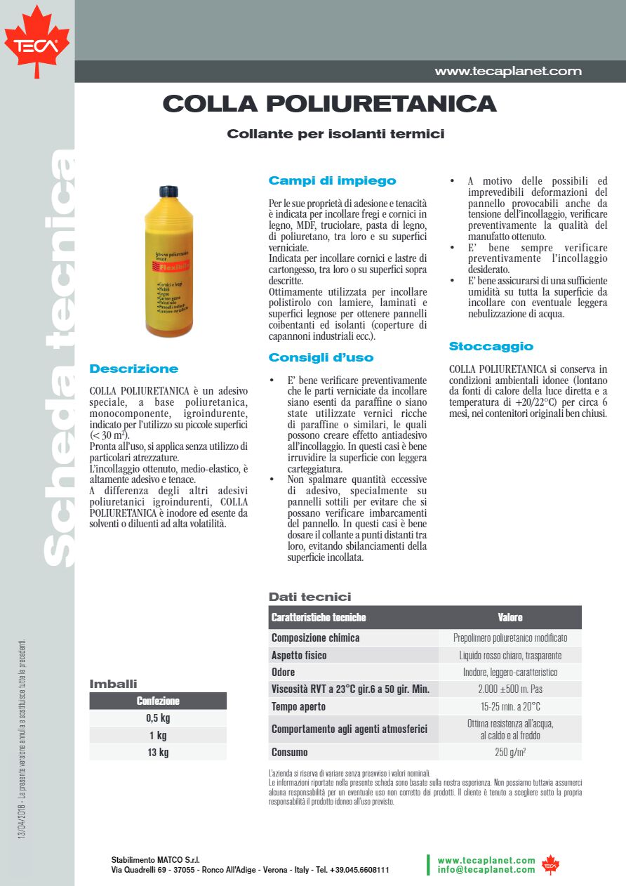 Colla Spa COLLA POLIURETANICA Adesivo strutturale By Teca