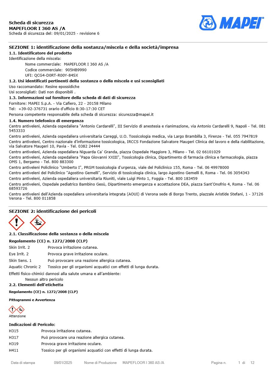 Catalogo Mapefloor I 360 AS - Scheda di sicurezza (it)