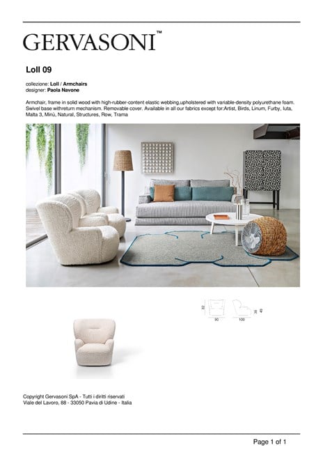 LOLL 09 Armchair By Gervasoni | design Paola Navone