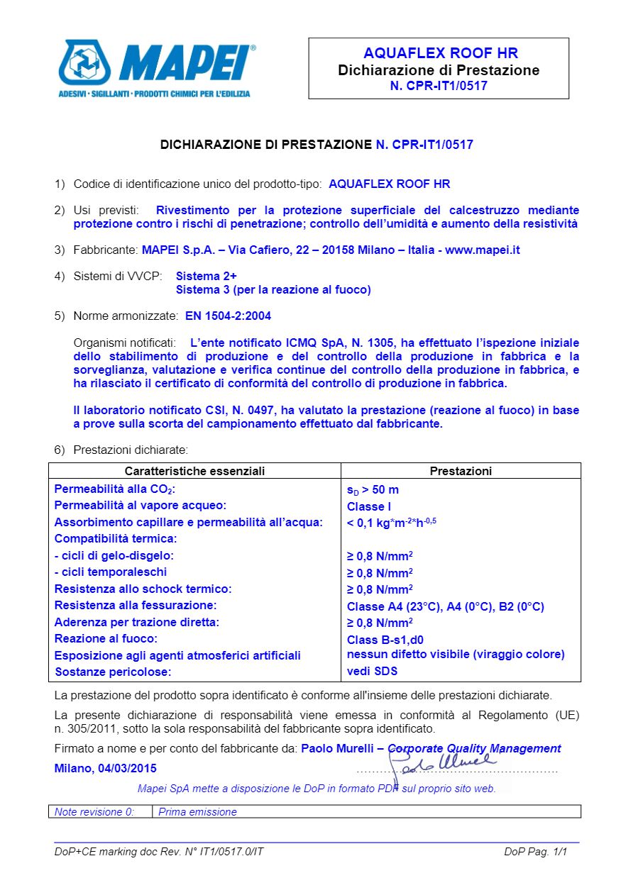 AQUAFLEX ROOF HR - Dichiarazione di prestazione (it)