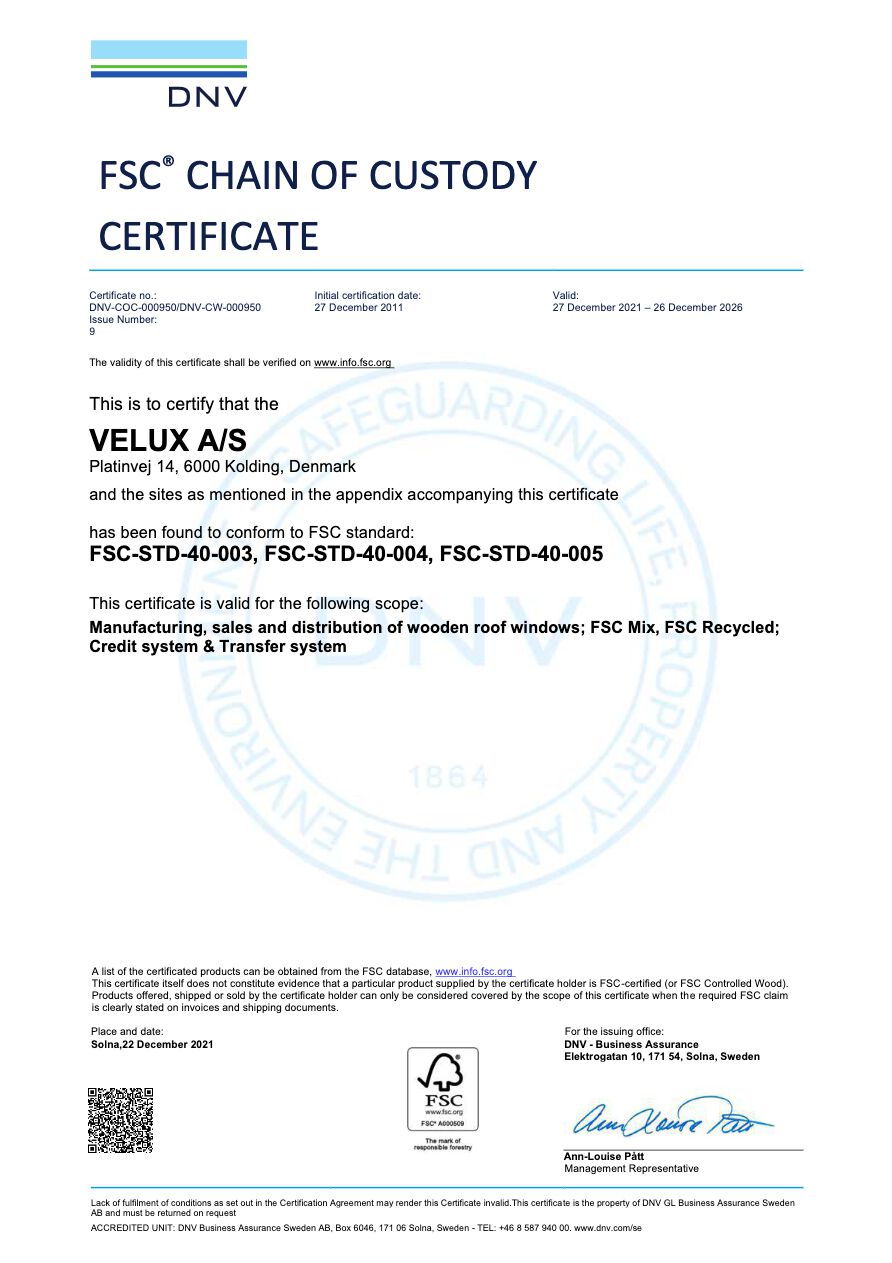 VELUX_certificato_FSC