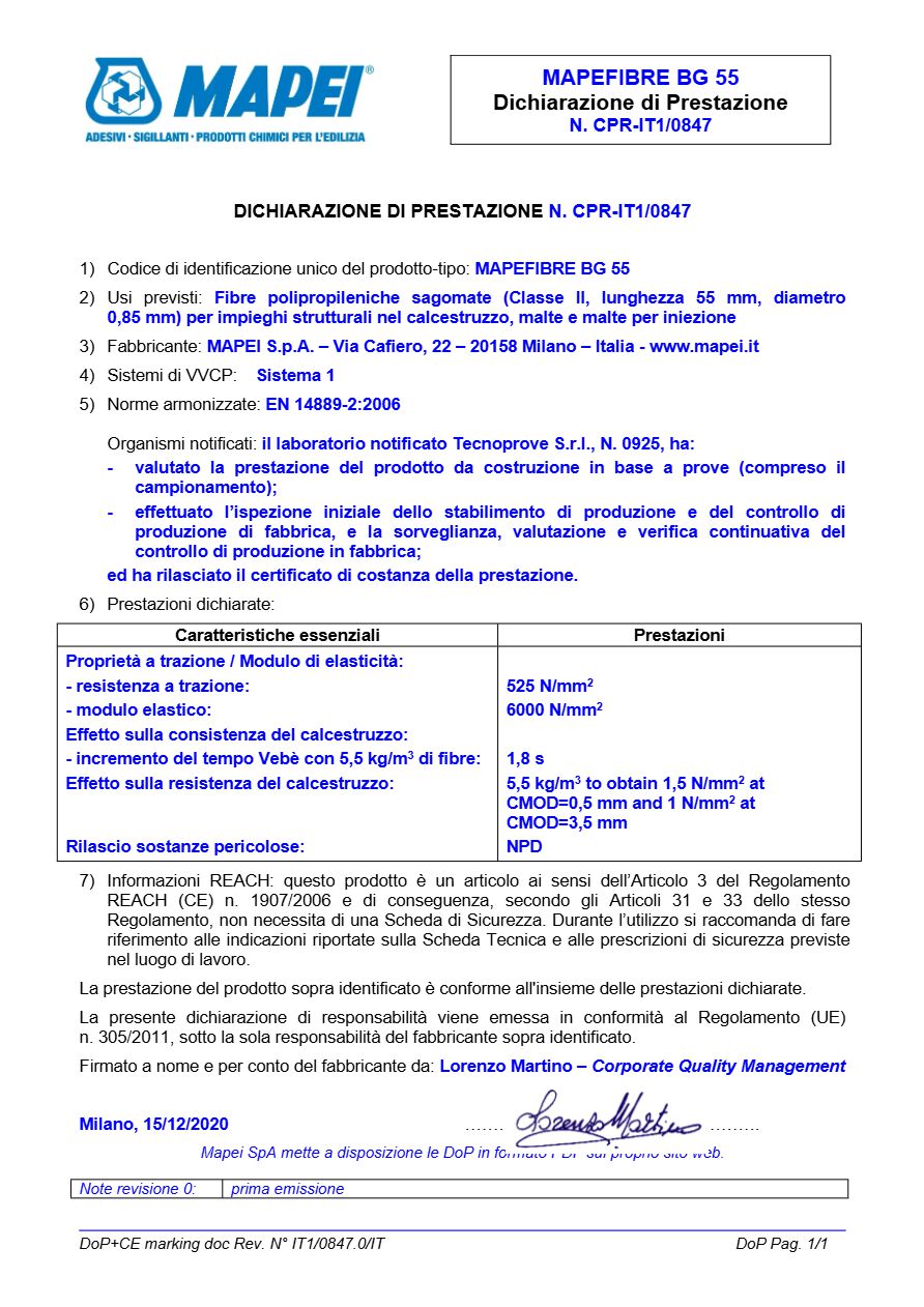 Catalogo MAPEFIBRE BG 55 - Scheda di sicurezza (it)