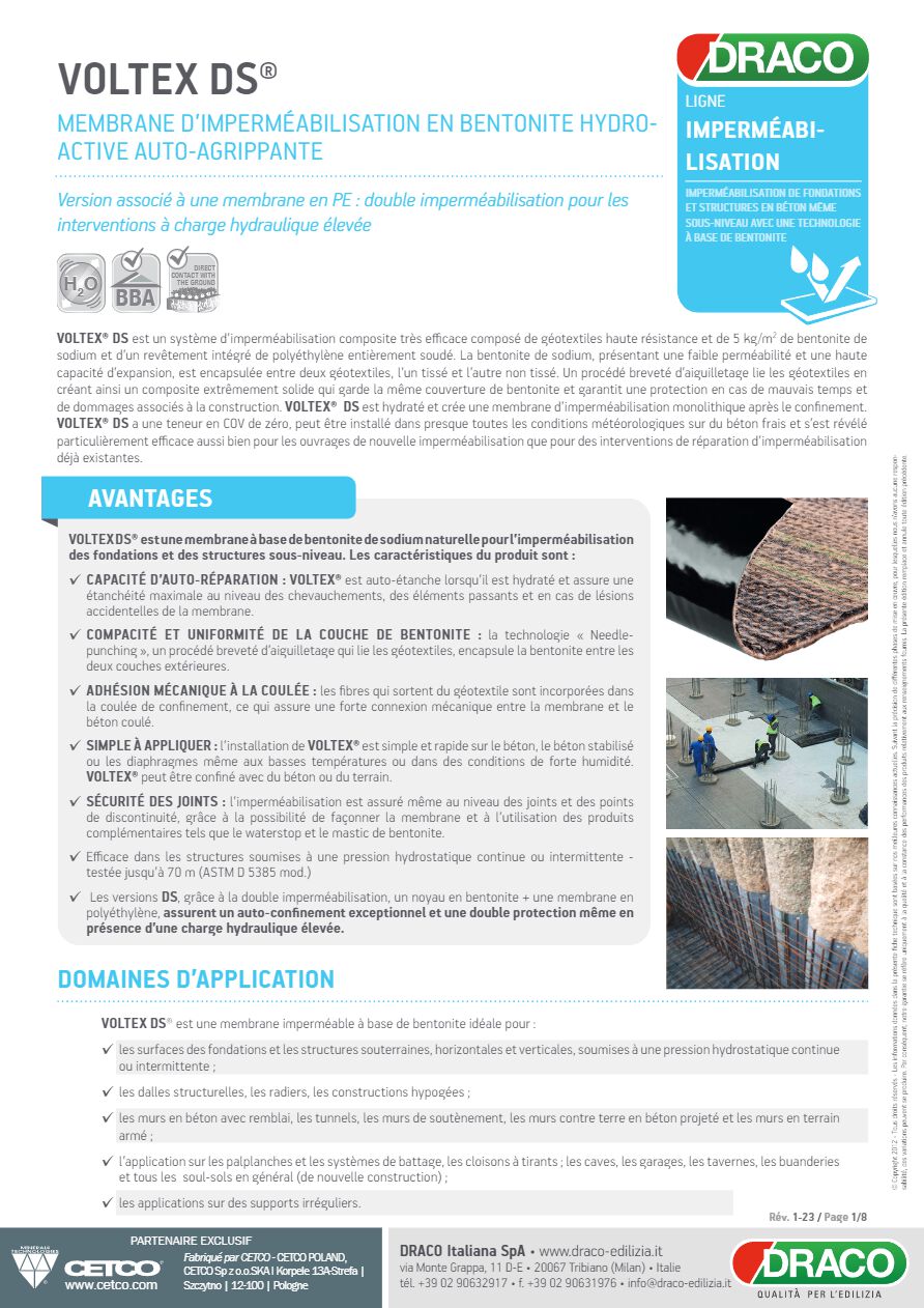 Voltec Ds IMPERMÉABILISATION ACTIVE DE FONDATIONS, RADIERS Produit ...