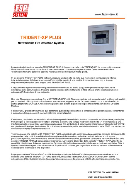 Catalogo Centrale analogica indirizzata TRIDENT-XP-PLUS