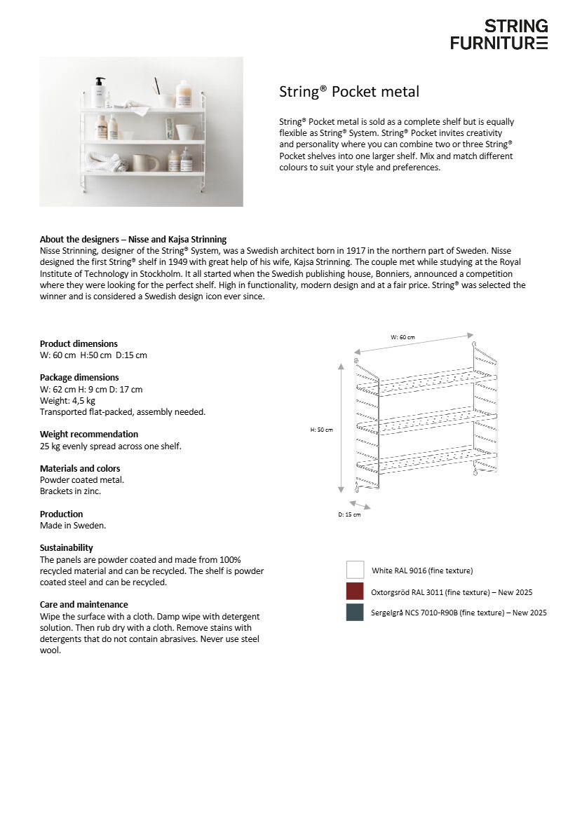 String Pocket Box STRING® POCKET Wall-mounted modular steel shelving unit By String Furniture