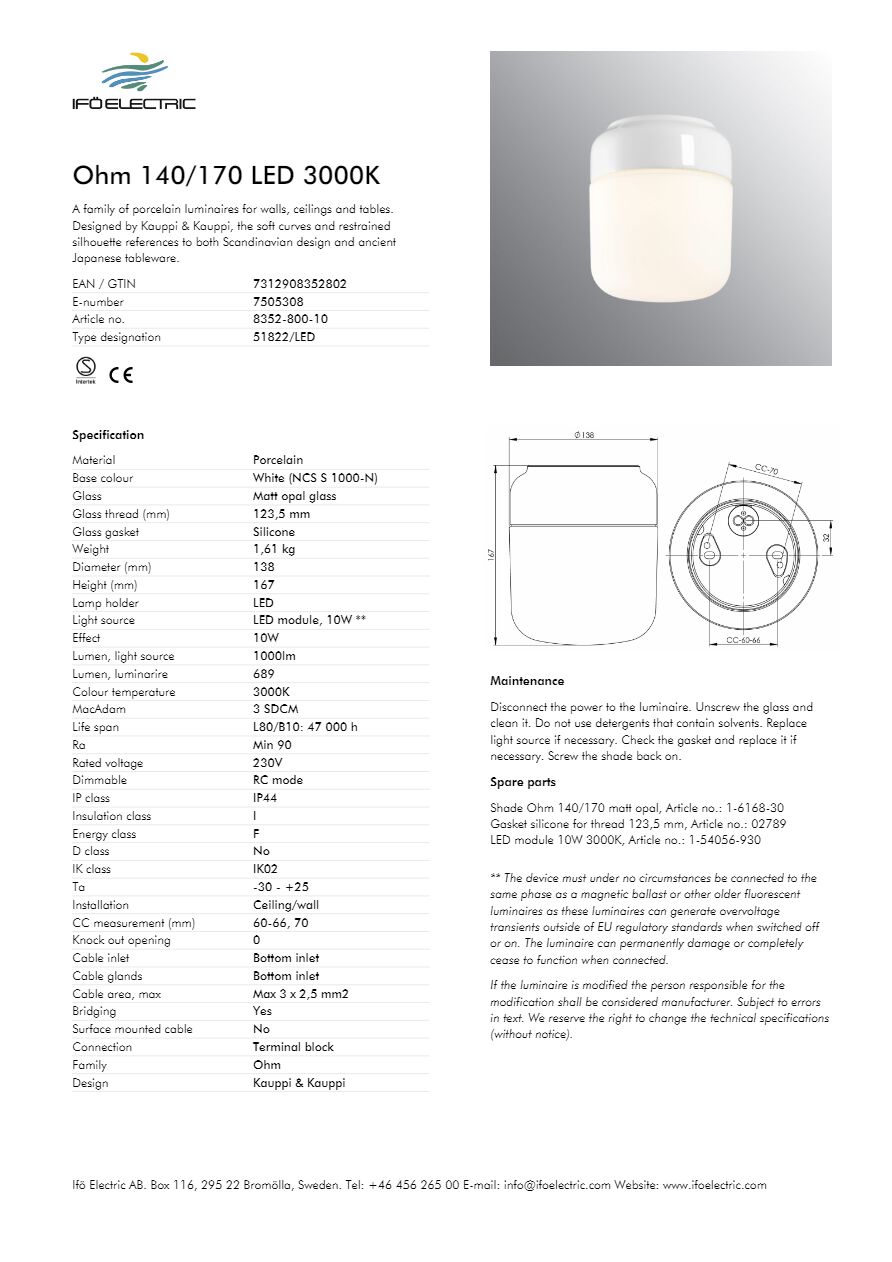 Ohm 140 8352-800-10 (en)