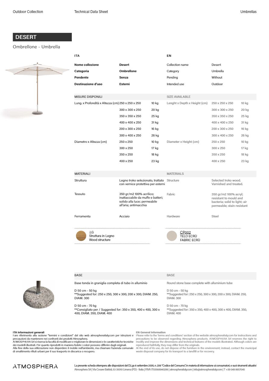 DESERT Garden umbrella By Atmosphera