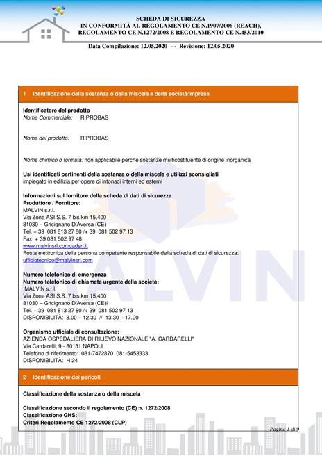 scheda di sicurezza RIPROBAS
