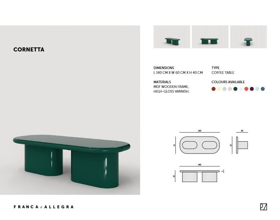 CORNETTA Table basse ovale en MDF de salon By Punto Zero