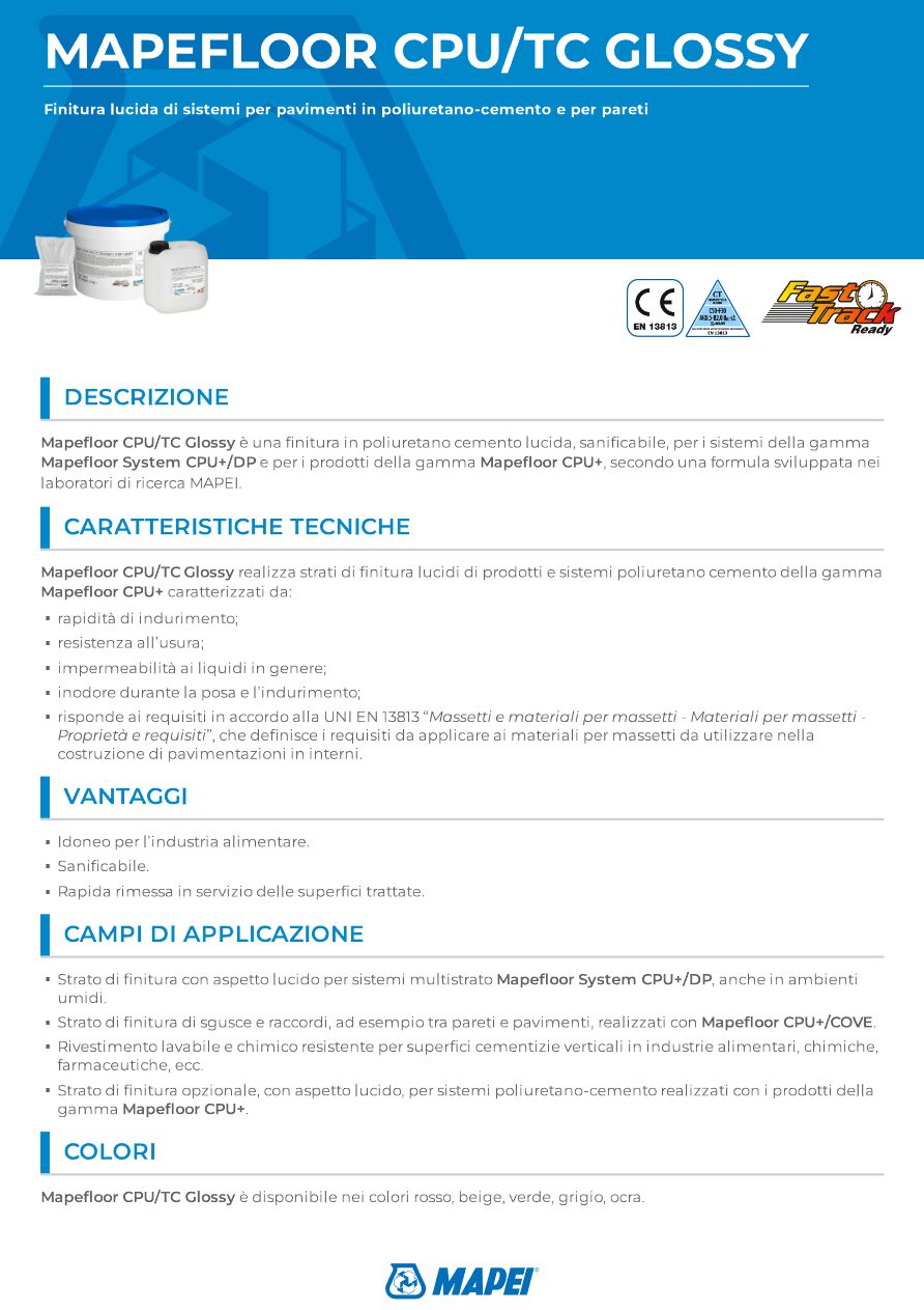 Catalogo MAPEFLOOR CPU/TC GLOSSY - Scheda tecnica (it)