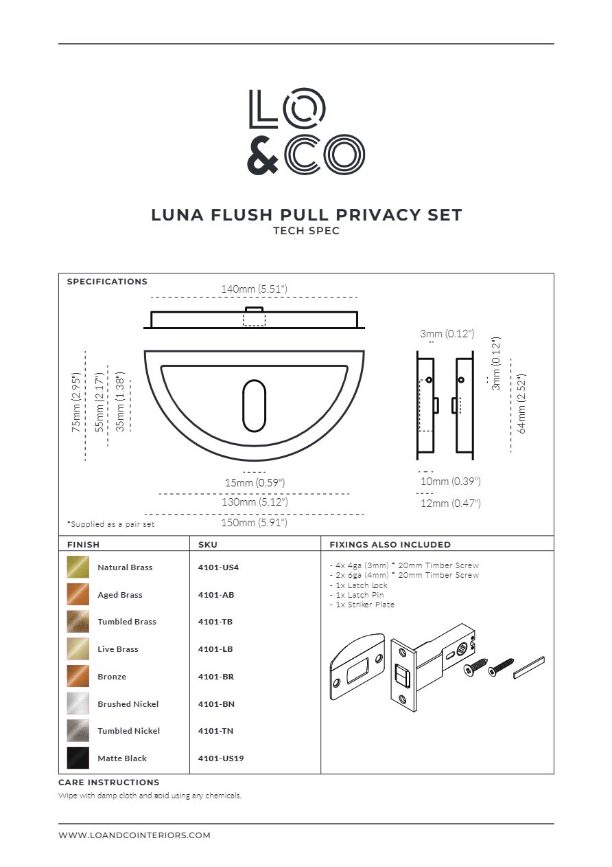 Catalogo Luna Flush Pull Privacy Set (en)