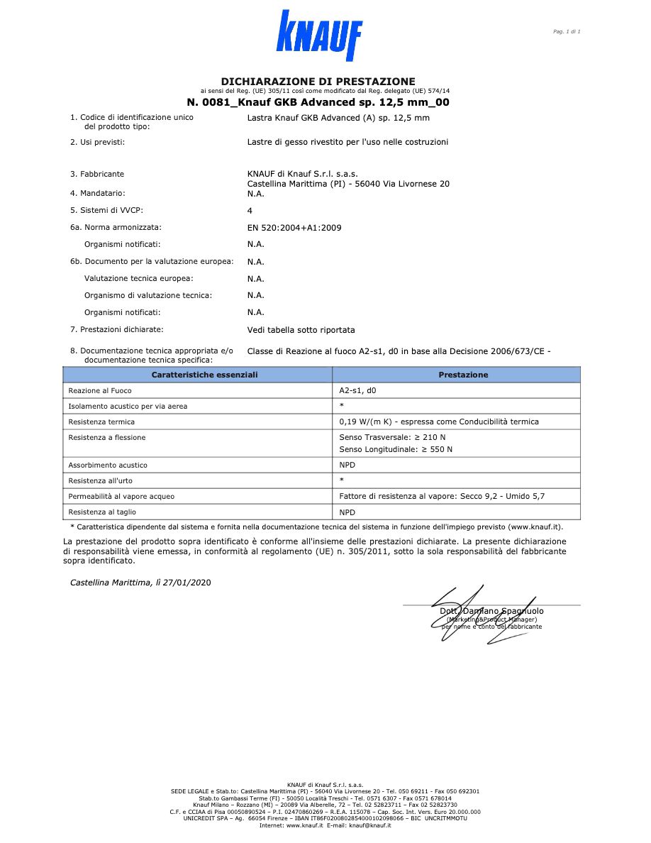 DoP - Lastra GKB Advanced 12,5 mm (it)