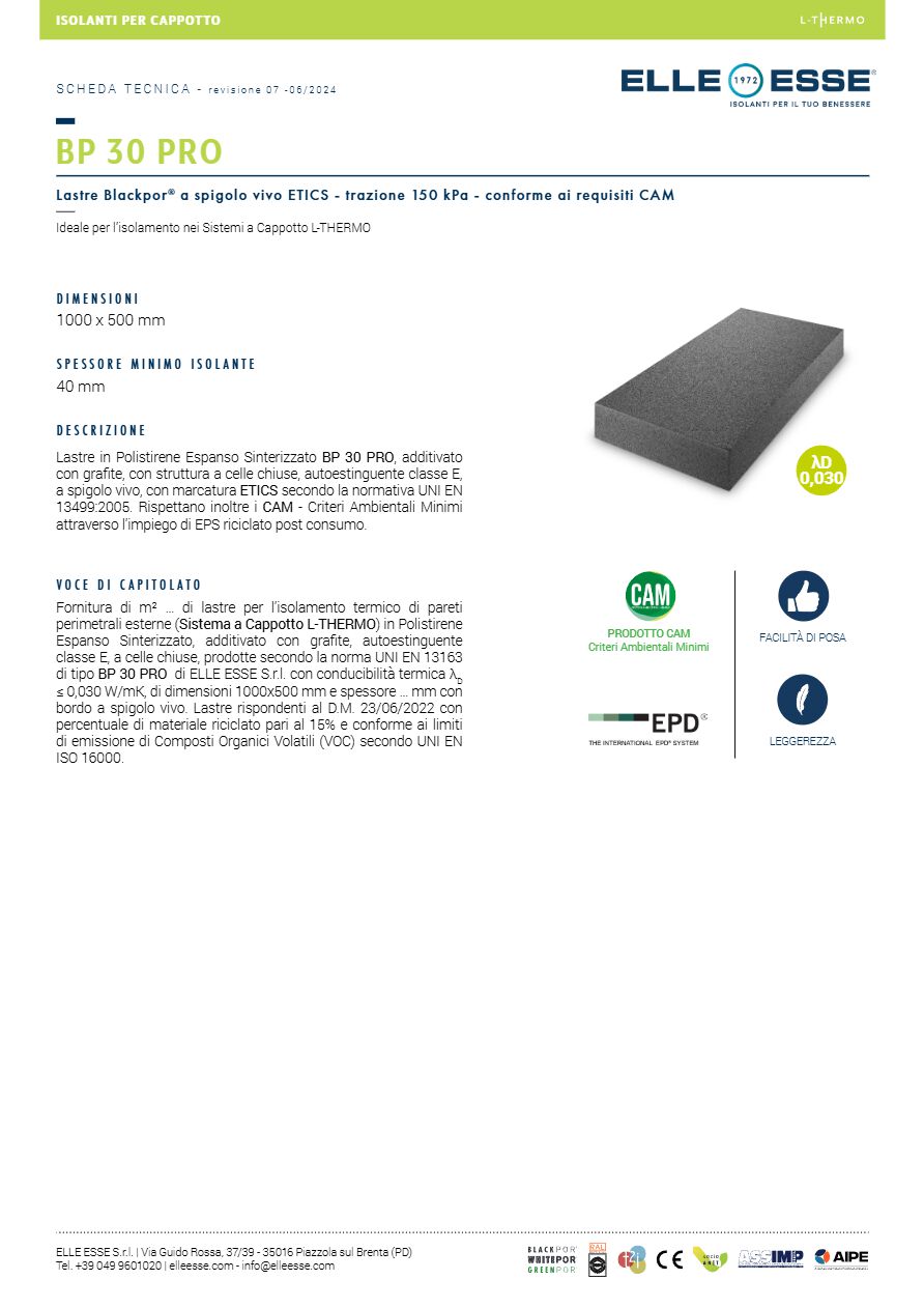 Catalogo BP 30 PRO - Scheda tecnica (it)