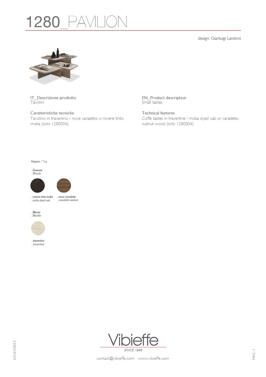 1280 PAVILION Low rectangular coffee table By Vibieffe design