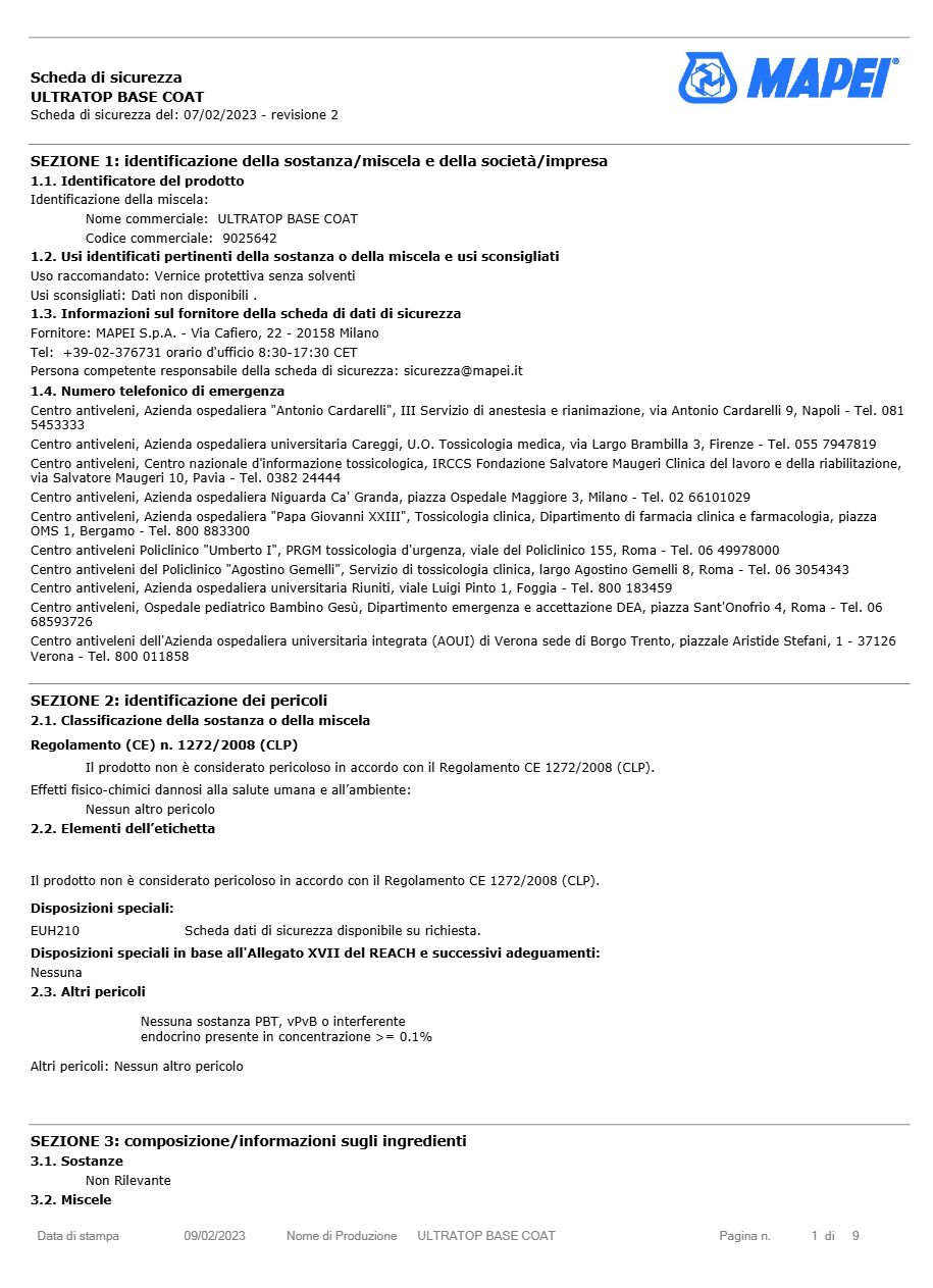 Catalogo ULTRATOP BASE COAT - Scheda di sicurezza (it)
