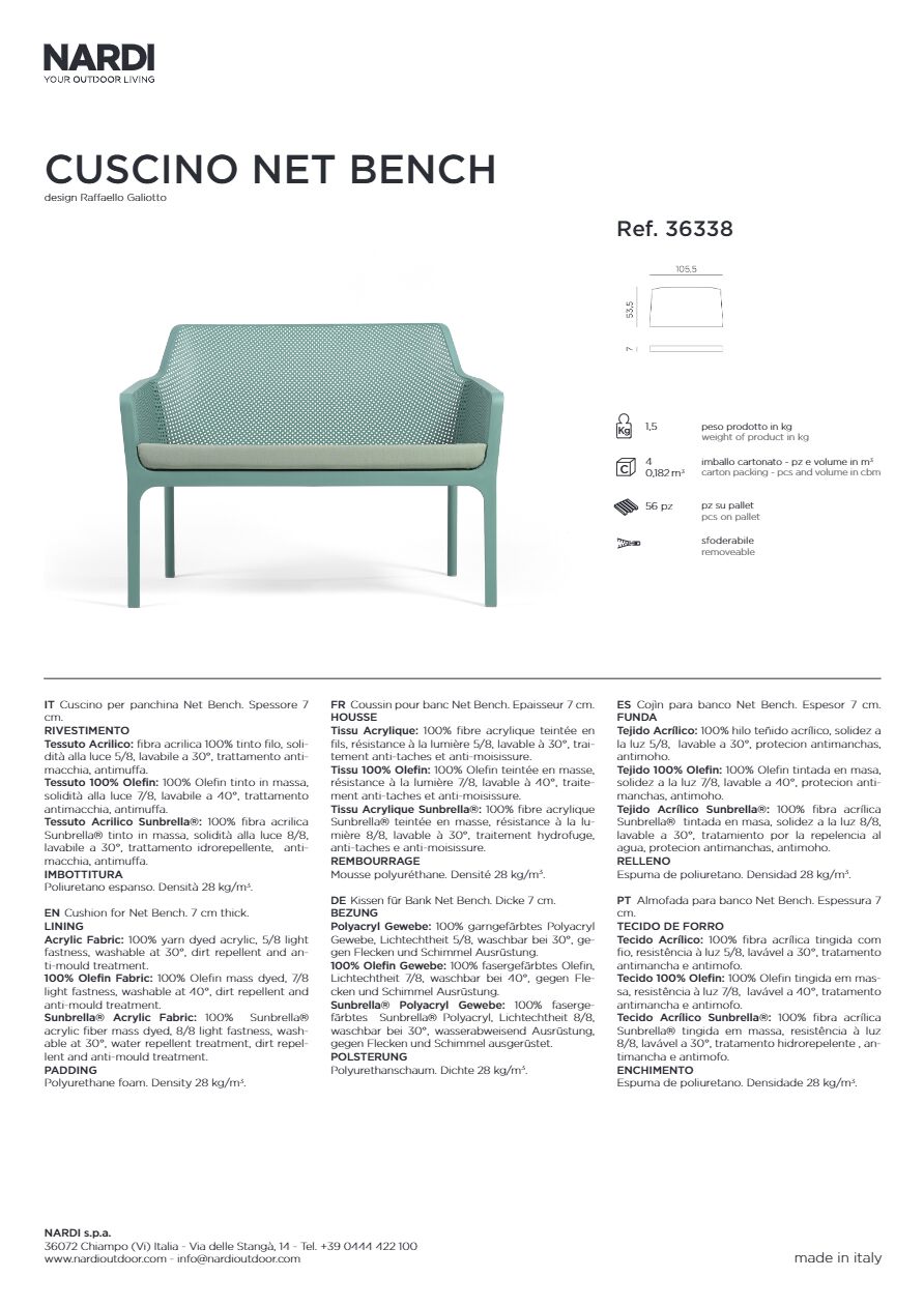 Cuscino Net Bench 2025 (it, en, fr, de, es, pt)